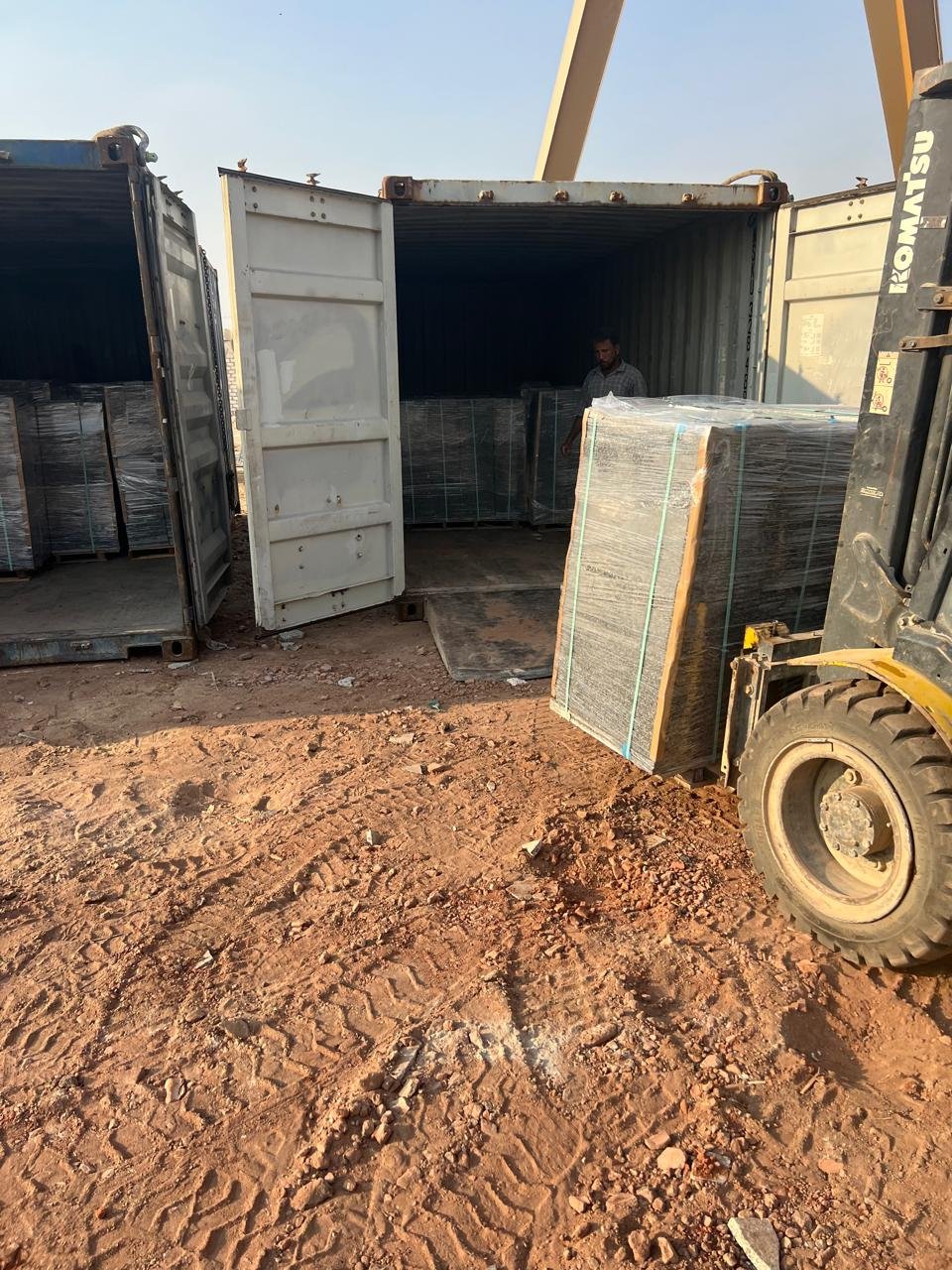 Loading marble slabs for export